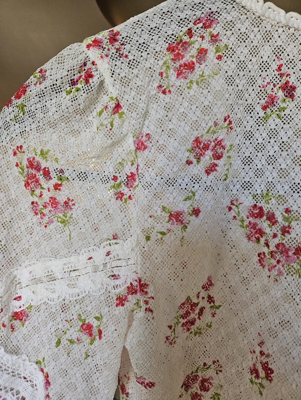 NWOT Free People White/Pink Floral LaceCrop Top - Picture 7 of 17
